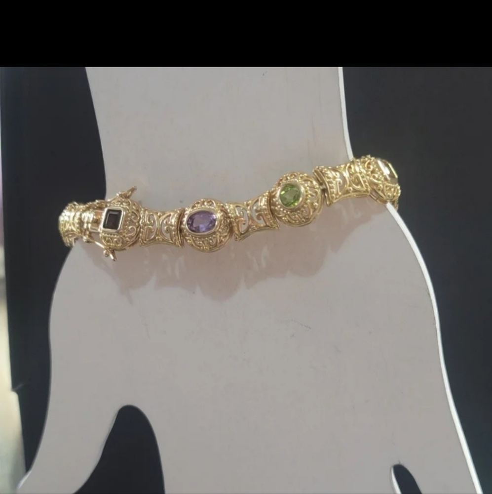 B177  Golden Etruscan Style Bracelet
